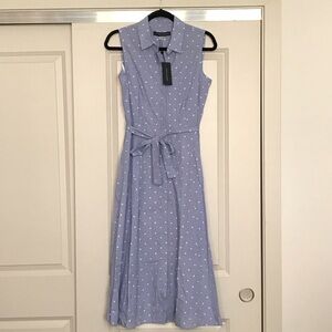 Tommy Hilfiger Light Blue Polka Dot Midi Dress NWT